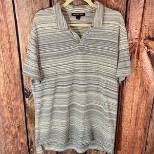 Michael Kors Grey/White Striped Polo Size Large